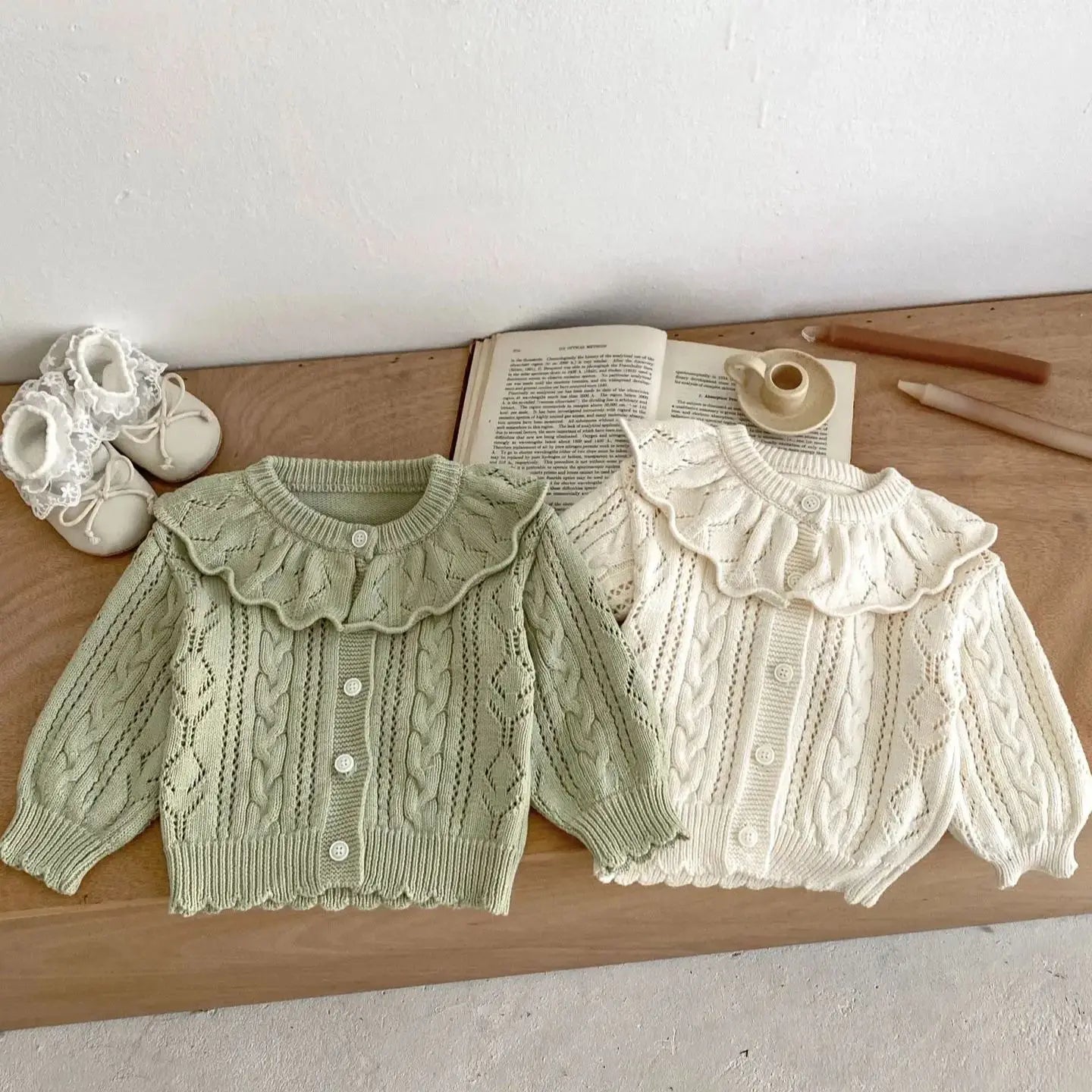 Baby long-sleeved sweater with lotus leaf cardigan
